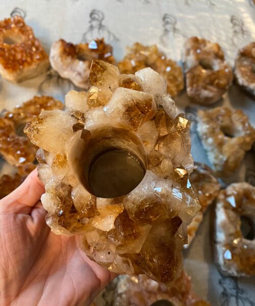 Very Large Premium A Grade Citrine Cluster Druzy Candle / Tealight Holders - Image 7