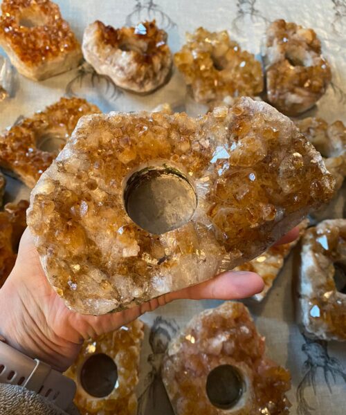 Very Large Premium A Grade Citrine Cluster Druzy Candle / Tealight Holders - Image 9