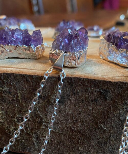 Premium Amethyst High Quality Druzy 20” Chain Necklace Crystal Cluster Sterling Silver Necklace Healing Gemstones Jewellery - Image 10