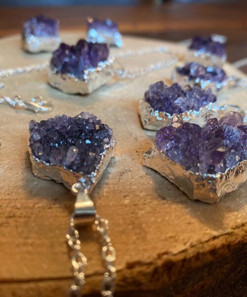 Premium Amethyst High Quality Druzy 20” Chain Necklace Crystal Cluster Sterling Silver Necklace Healing Gemstones Jewellery - Image 11