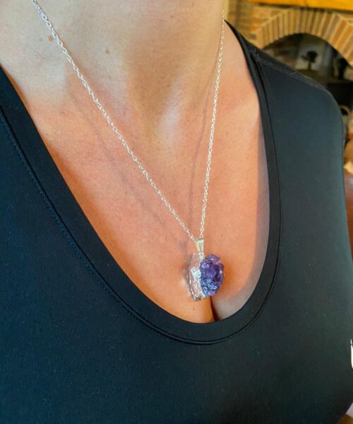 Premium Amethyst High Quality Druzy 20” Chain Necklace Crystal Cluster Sterling Silver Necklace Healing Gemstones Jewellery - Image 13