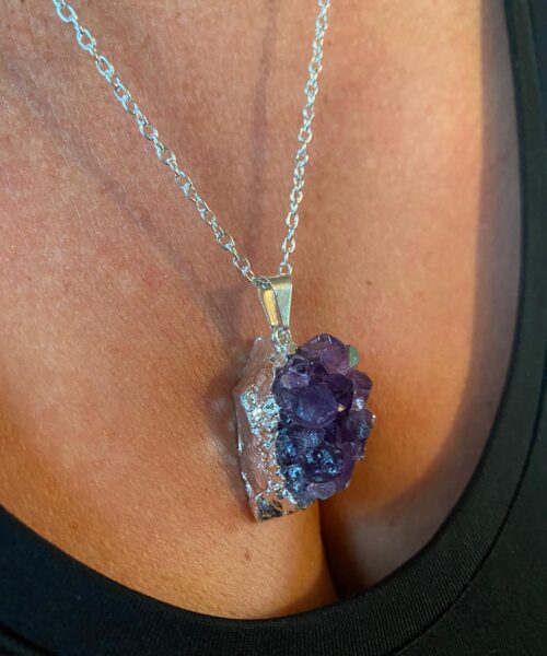 Premium Amethyst High Quality Druzy 20” Chain Necklace Crystal Cluster Sterling Silver Necklace Healing Gemstones Jewellery - Image 14