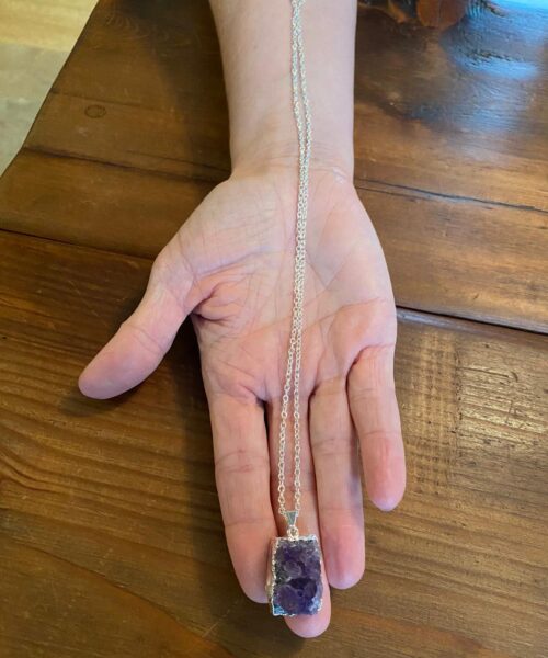 Premium Amethyst High Quality Druzy 20” Chain Necklace Crystal Cluster Sterling Silver Necklace Healing Gemstones Jewellery - Image 15