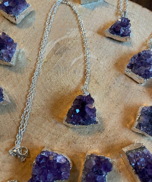 Premium Amethyst High Quality Druzy 20” Chain Necklace Crystal Cluster Sterling Silver Necklace Healing Gemstones Jewellery - Image 4