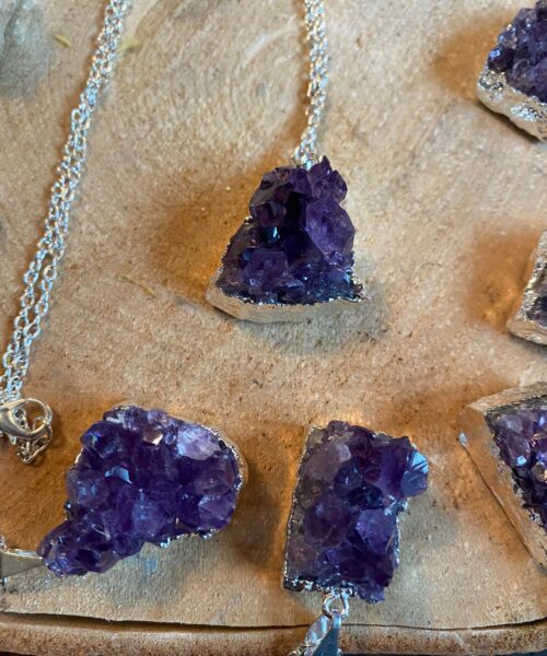 Premium Amethyst High Quality Druzy 20” Chain Necklace Crystal Cluster Sterling Silver Necklace Healing Gemstones Jewellery - Image 5