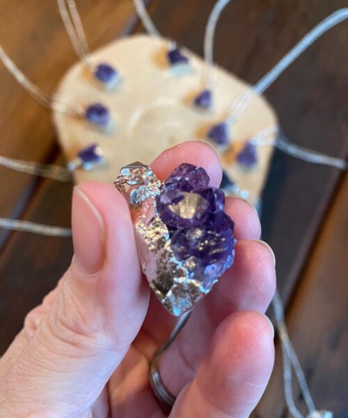 Premium Amethyst High Quality Druzy 20” Chain Necklace Crystal Cluster Sterling Silver Necklace Healing Gemstones Jewellery - Image 6