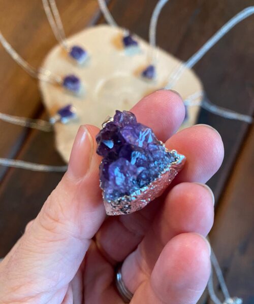 Premium Amethyst High Quality Druzy 20” Chain Necklace Crystal Cluster Sterling Silver Necklace Healing Gemstones Jewellery - Image 7