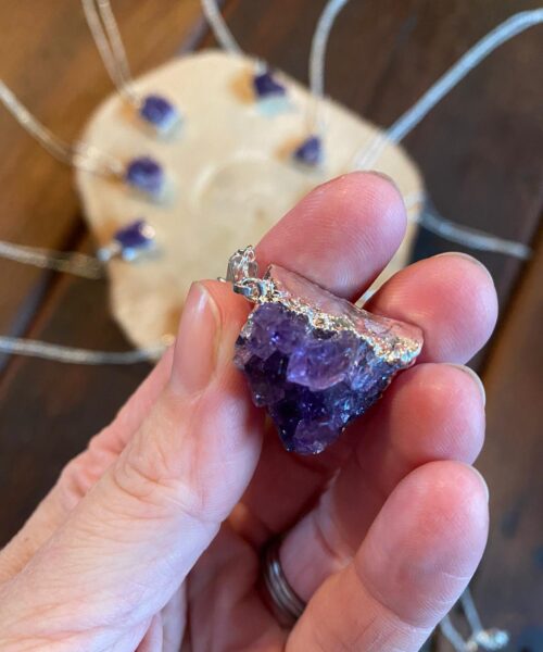 Premium Amethyst High Quality Druzy 20” Chain Necklace Crystal Cluster Sterling Silver Necklace Healing Gemstones Jewellery - Image 8