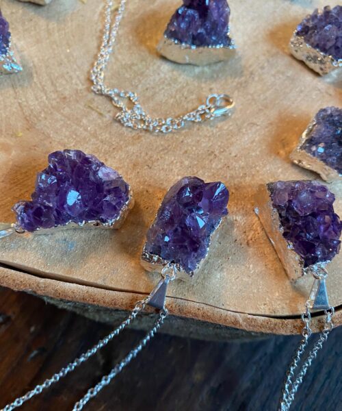 Premium Amethyst High Quality Druzy 20” Chain Necklace Crystal Cluster Sterling Silver Necklace Healing Gemstones Jewellery - Image 9