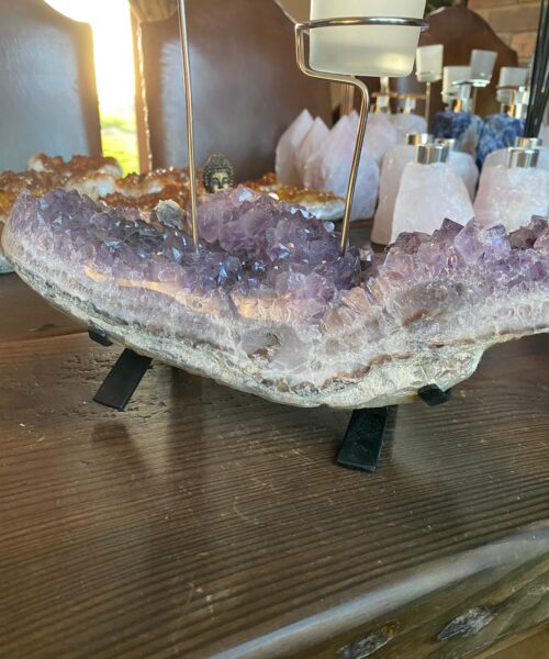 Very Large Huge Premium Amethyst 1 Cluster Druzy Candle / 2 Cup Tealight Holders Approx. 3.681kg - L30xD10xH28cm - Image 4