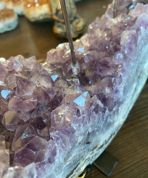 Very Large Huge Premium Amethyst 1 Cluster Druzy Candle / 2 Cup Tealight Holders Approx. 3.681kg - L30xD10xH28cm - Image 6