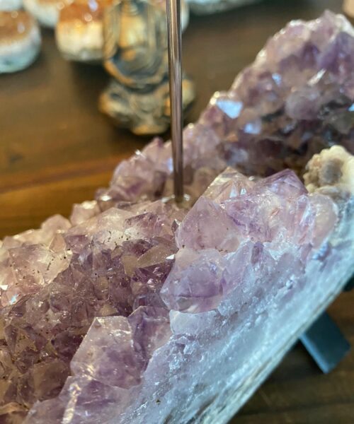 Very Large Huge Premium Amethyst 1 Cluster Druzy Candle / 2 Cup Tealight Holders Approx. 3.681kg - L30xD10xH28cm - Image 7