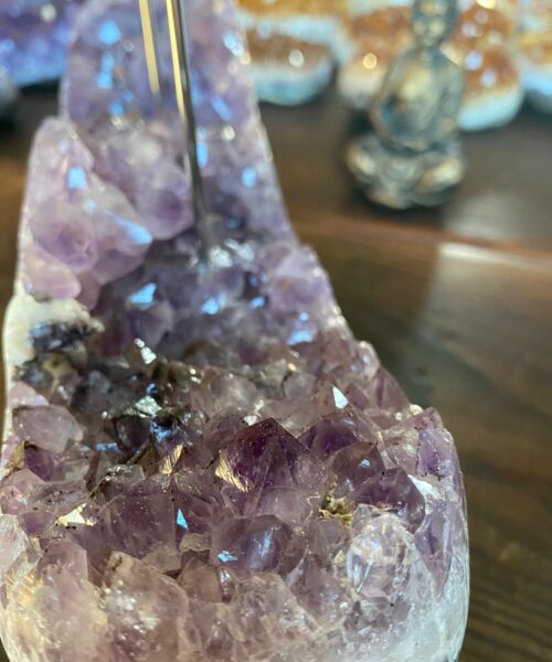 Very Large Huge Premium Amethyst 1 Cluster Druzy Candle / 2 Cup Tealight Holders Approx. 3.681kg - L30xD10xH28cm - Image 9
