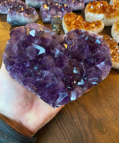 Huge Amethyst Heart 27 Purple Quartz Geode Crystal Gift 1.894kg - H16xW12xD6.5cm - Image 6