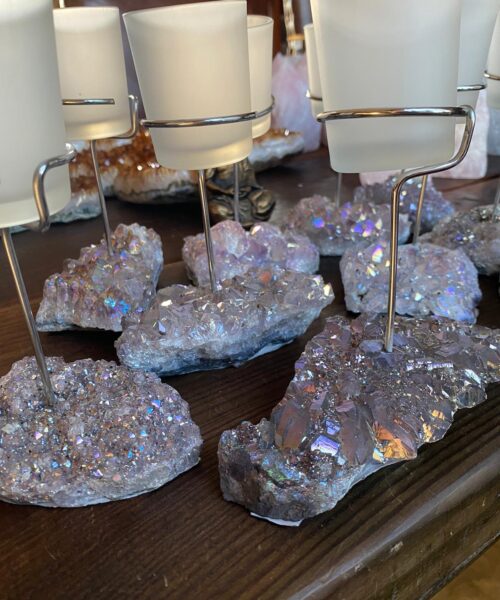 Premium A Grade Angel Aura Cluster Druzy Candle / 1 Cup Tealight Holders - 750g - W10xH10cm