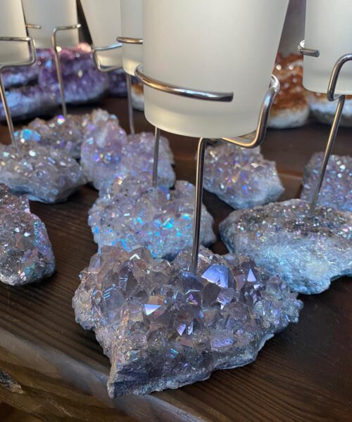 Alternative view of Premium A Grade Angel Aura Cluster Druzy Candle / 1 Cup Tealight Holders - 750g - W10xH10cm