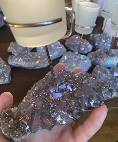 Premium A Grade Angel Aura Cluster Druzy Candle / 1 Cup Tealight Holders - 750g - W10xH10cm - Image 8