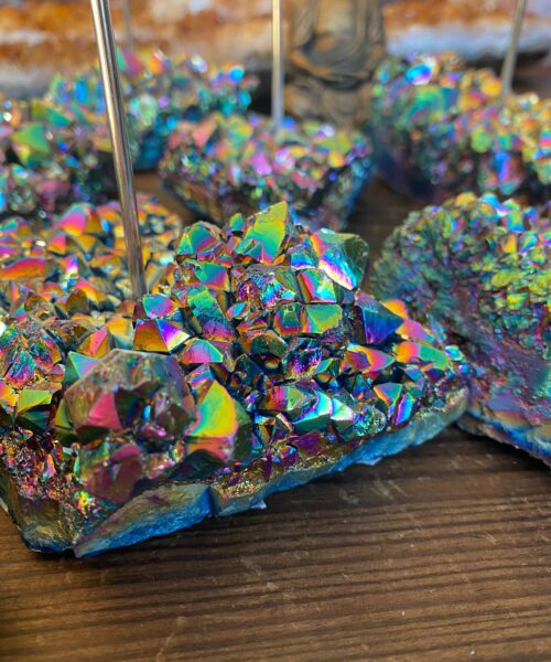 Premium A Grade Rainbow Quartz Cluster Druzy Candle / 1 Cup Tealight Holders - 750g - W10xH10cm - Image 3