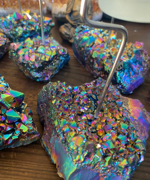 Premium A Grade Rainbow Quartz Cluster Druzy Candle / 1 Cup Tealight Holders - 750g - W10xH10cm - Image 4