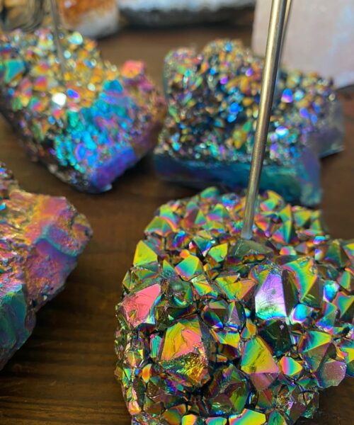 Premium A Grade Rainbow Quartz Cluster Druzy Candle / 1 Cup Tealight Holders - 750g - W10xH10cm - Image 5