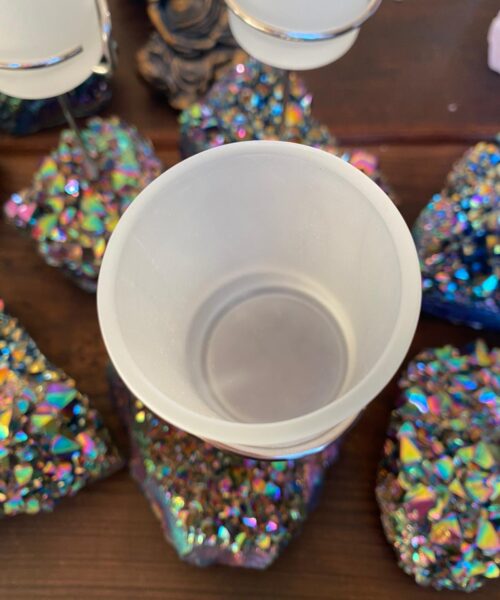 Premium A Grade Rainbow Quartz Cluster Druzy Candle / 1 Cup Tealight Holders - 750g - W10xH10cm - Image 6