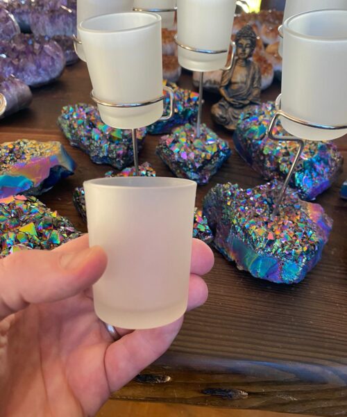 Premium A Grade Rainbow Quartz Cluster Druzy Candle / 1 Cup Tealight Holders - 750g - W10xH10cm - Image 8