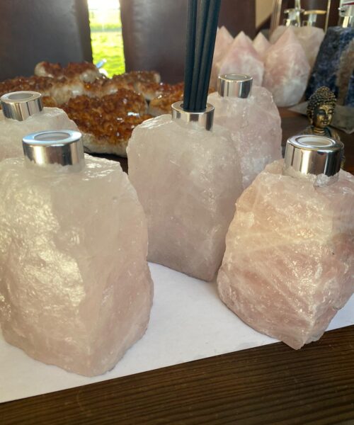 High Quality Rose Quartz Pink Crystal Gemstone Reed Diffuser 12cm Height x 9cm Width 1100g - Image 4