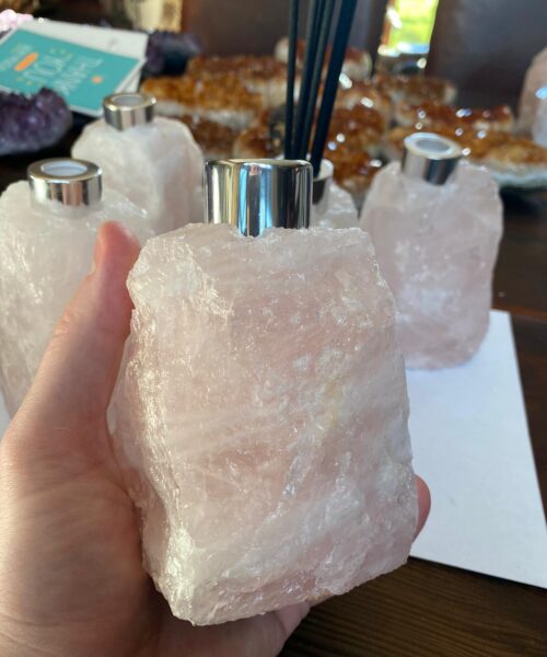 High Quality Rose Quartz Pink Crystal Gemstone Reed Diffuser 12cm Height x 9cm Width 1100g - Image 6