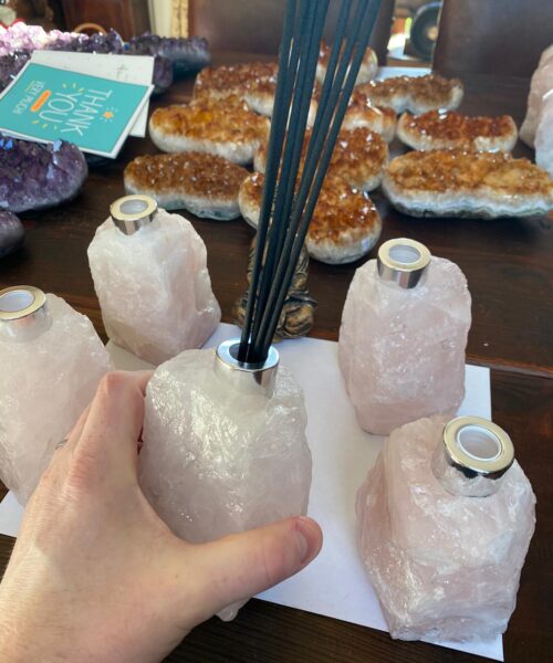 High Quality Rose Quartz Pink Crystal Gemstone Reed Diffuser 12cm Height x 9cm Width 1100g - Image 9