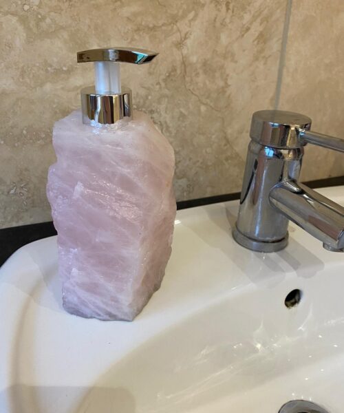 High Quality Rose Quartz Pink Crystal Gemstone Soap Dispenser 18cm Height x 10.5cm width 1600g