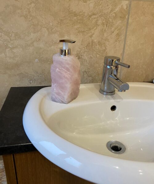 High Quality Rose Quartz Pink Crystal Gemstone Soap Dispenser 18cm Height x 10.5cm width 1600g - Image 12