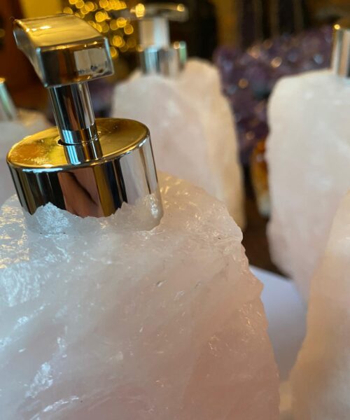 High Quality Rose Quartz Pink Crystal Gemstone Soap Dispenser 18cm Height x 10.5cm width 1600g - Image 4