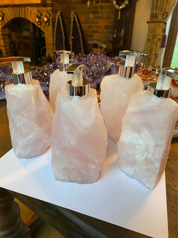 Rose Quartz Pink Crystal Gemstone Soap Dispenser