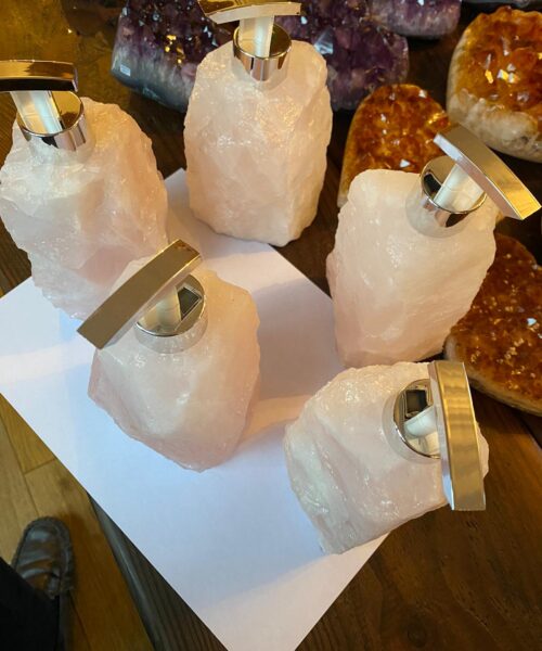 High Quality Rose Quartz Pink Crystal Gemstone Soap Dispenser 18cm Height x 10.5cm width 1600g - Image 7