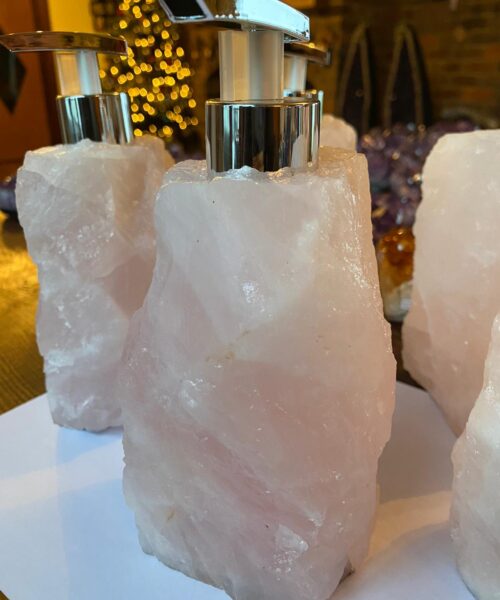 High Quality Rose Quartz Pink Crystal Gemstone Soap Dispenser 18cm Height x 10.5cm width 1600g - Image 8