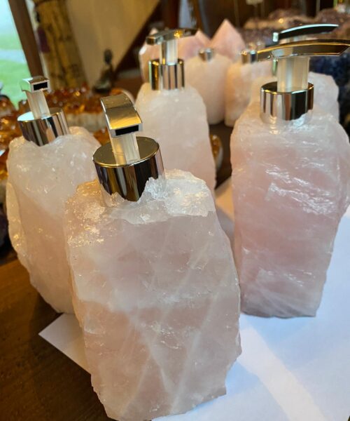 High Quality Rose Quartz Pink Crystal Gemstone Soap Dispenser 18cm Height x 10.5cm width 1600g - Image 9