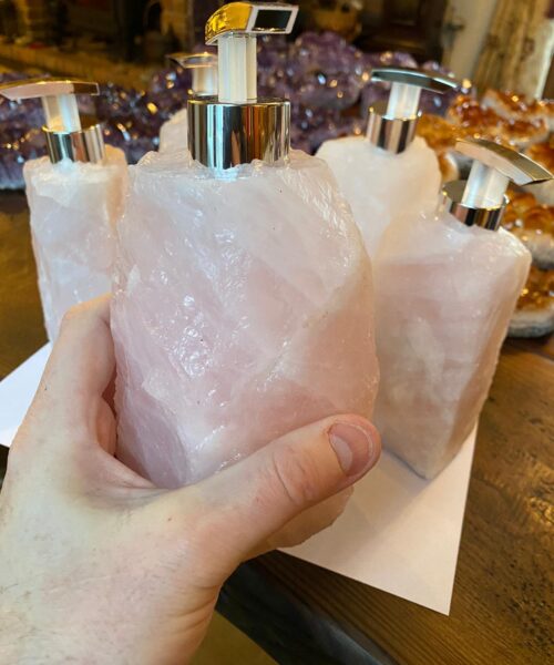 High Quality Rose Quartz Pink Crystal Gemstone Soap Dispenser 18cm Height x 10.5cm width 1600g - Image 10