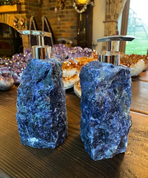 Alternative view of High Quality Sodalite Quartz Blue Crystal Gemstone Soap Dispenser 18cm Height x 10.5cm width 1600g