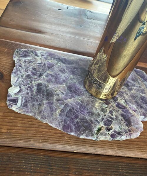 Large Premium Amethyst Natural Shape Natural Edge Agate Platter 1 / Cheeseboard / Tray / Sign Board L26xW19xD1cm - 953g - Image 11
