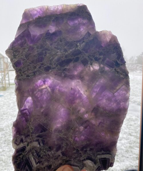 Large Premium Amethyst Natural Shape Natural Edge Agate Platter 1 / Cheeseboard / Tray / Sign Board L26xW19xD1cm - 953g - Image 12