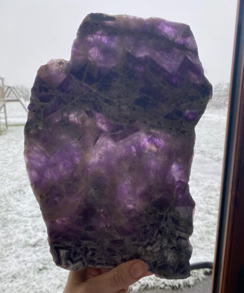 Large Premium Amethyst Natural Shape Natural Edge Agate Platter 1 / Cheeseboard / Tray / Sign Board L26xW19xD1cm - 953g - Image 13