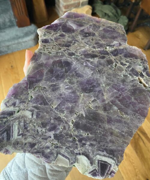 Large Premium Amethyst Natural Shape Natural Edge Agate Platter 1 / Cheeseboard / Tray / Sign Board L26xW19xD1cm - 953g - Image 15