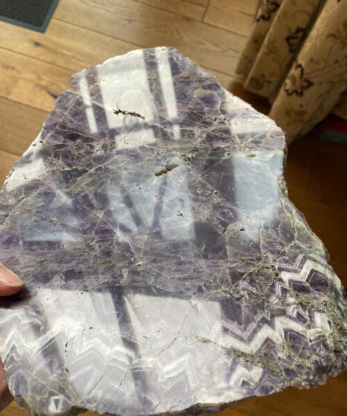 Large Premium Amethyst Natural Shape Natural Edge Agate Platter 4 / Cheeseboard / Tray / Sign Board L28xW22xD1cm - 1082g - Image 11