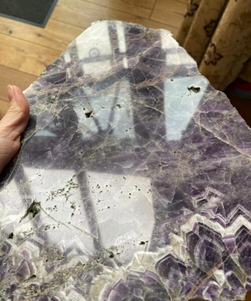 Large Premium Amethyst Natural Shape Natural Edge Agate Platter 4 / Cheeseboard / Tray / Sign Board L28xW22xD1cm - 1082g - Image 12