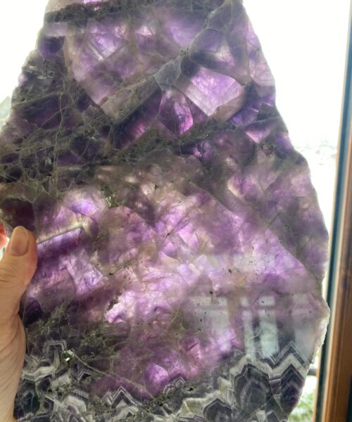 Large Premium Amethyst Natural Shape Natural Edge Agate Platter 4 / Cheeseboard / Tray / Sign Board L28xW22xD1cm - 1082g - Image 13