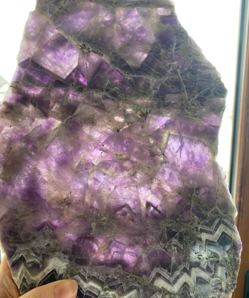 Large Premium Amethyst Natural Shape Natural Edge Agate Platter 4 / Cheeseboard / Tray / Sign Board L28xW22xD1cm - 1082g - Image 14