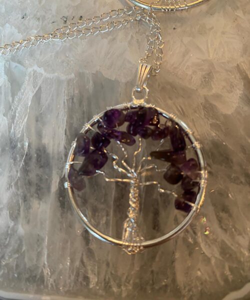 Premium Amethyst Tree of Life 20” Chain Crystal Necklace Sterling Silver Jewellery Pendant Healing Reiki - Image 11