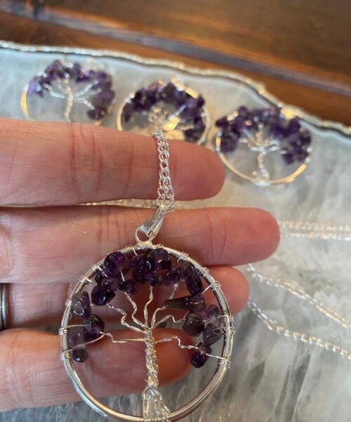 Premium Amethyst Tree of Life 20” Chain Crystal Necklace Sterling Silver Jewellery Pendant Healing Reiki - Image 4