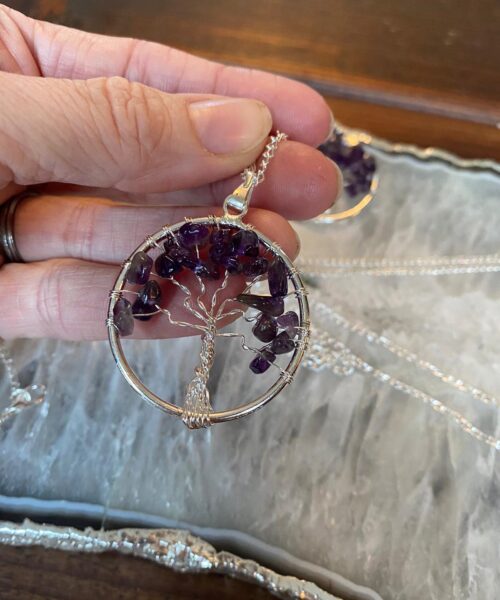 Premium Amethyst Tree of Life 20” Chain Crystal Necklace Sterling Silver Jewellery Pendant Healing Reiki - Image 6