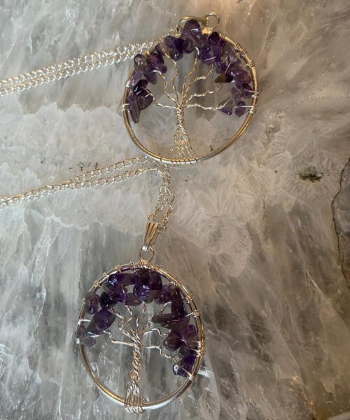 Premium Amethyst Tree of Life 20” Chain Crystal Necklace Sterling Silver Jewellery Pendant Healing Reiki - Image 7